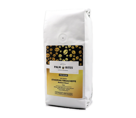 Ethiopian Yirgacheffe 1lb Medium Roast - Fair Trade Organic Coffee - Palm Bites® - Specialty Coffee -