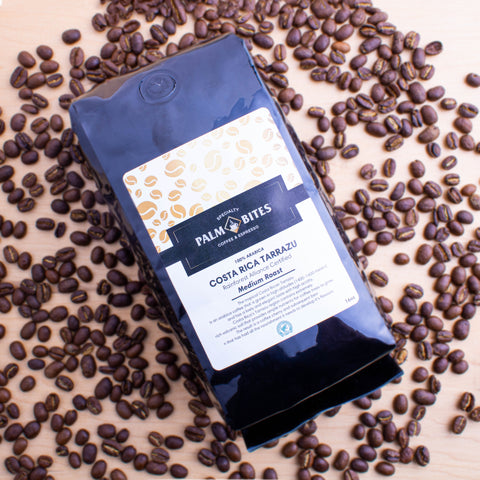 Costa Rican Tarrazu 1lb Medium Roast - Rainforest Alliance Coffee - Palm Bites® - Specialty Coffee -