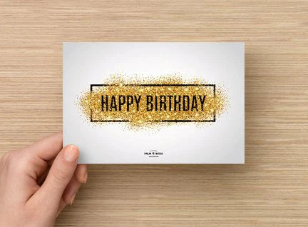 Greeting Cards - Palm Bites® - Greeting & Note Cards - Happy Birthday Glitter