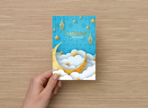 Greeting Cards - Palm Bites® - Greeting & Note Cards - Ramadan Kareem (Light Blue)